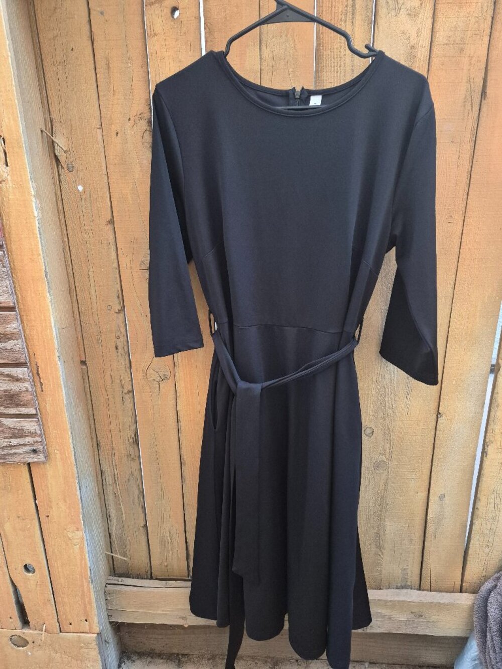 FANDEE Black Midi Dress with Pockets – Size 1X